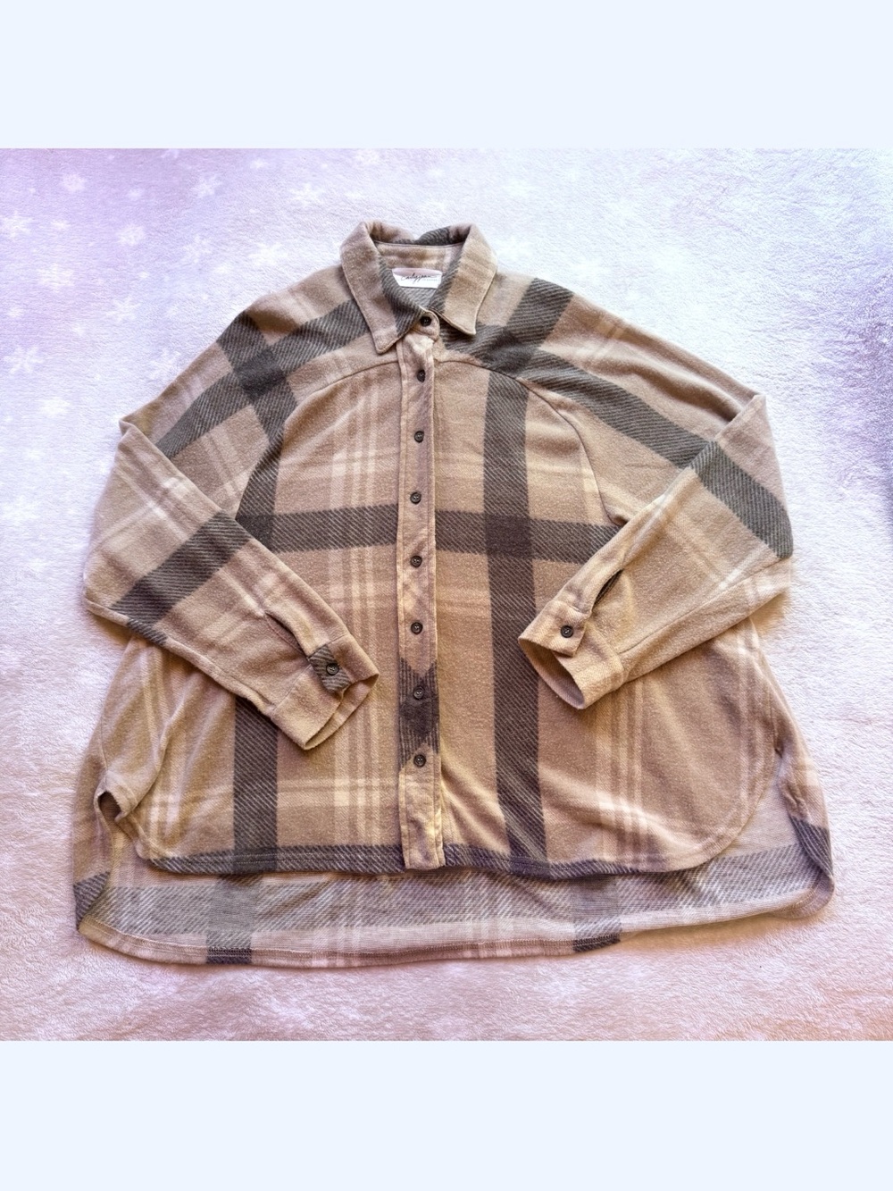 Carly Jean Los Angeles Beige and Brown Plaid Button-Down Shirt